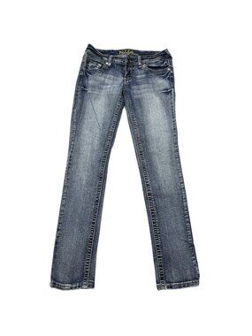 Reign Skinny Jeans Womens Size Curvy 3 Blue Denim Low Rise Stretch Pockets